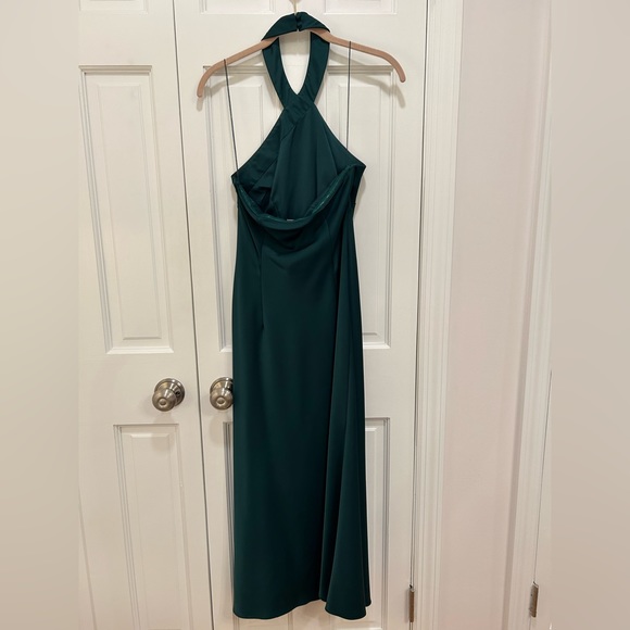 NWOT ✨Aidan Mattox Women's Green Sleeveless Halter-Neck Midi A-Line Dress Size 0 - Picture 6 of 8